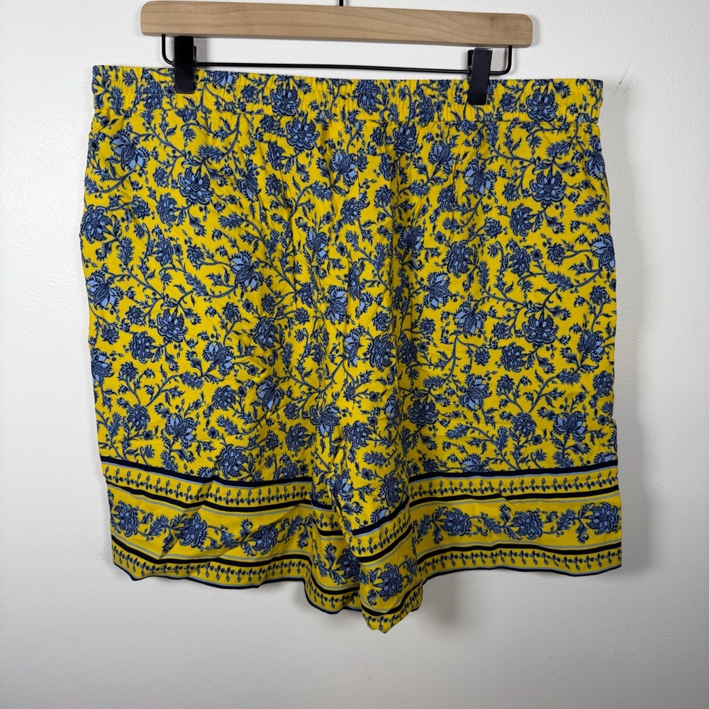 SOLD — NWT J.Jill Floral Rayon Pull On Shorts Women XL Yellow Blue Boho Flowy - Picture 5 of 9